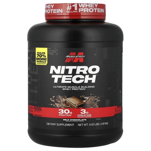 مسل تك نيترو تك واي بروتين - MuscleTech Nitro-Tech Whey Protein مسل تك نيترو تك واي بروتين نكهة شوكولاتة الحليب 4 باوند